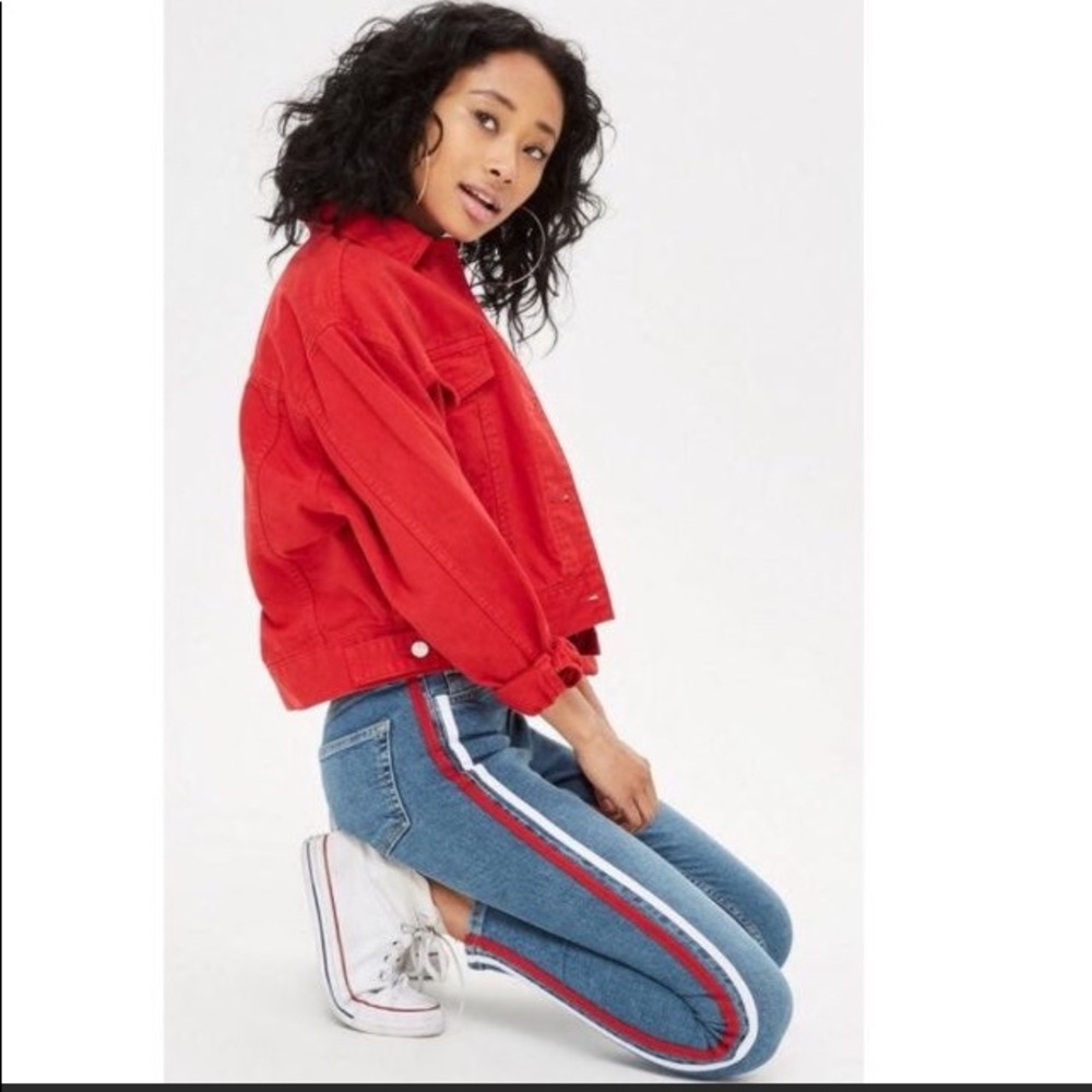 MOTO Jamie Side Stripe Flared Jeans